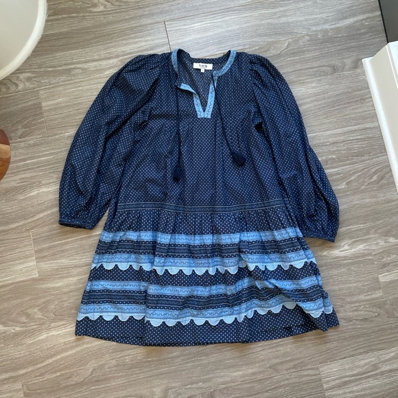 Sea New York Palmer Tunic Dress Sz S EUC Blue Long Sleeve 100% Cotton - Picture 6 of 15